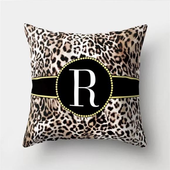 Other - New Leopard R Monogram Throw Pillow Case